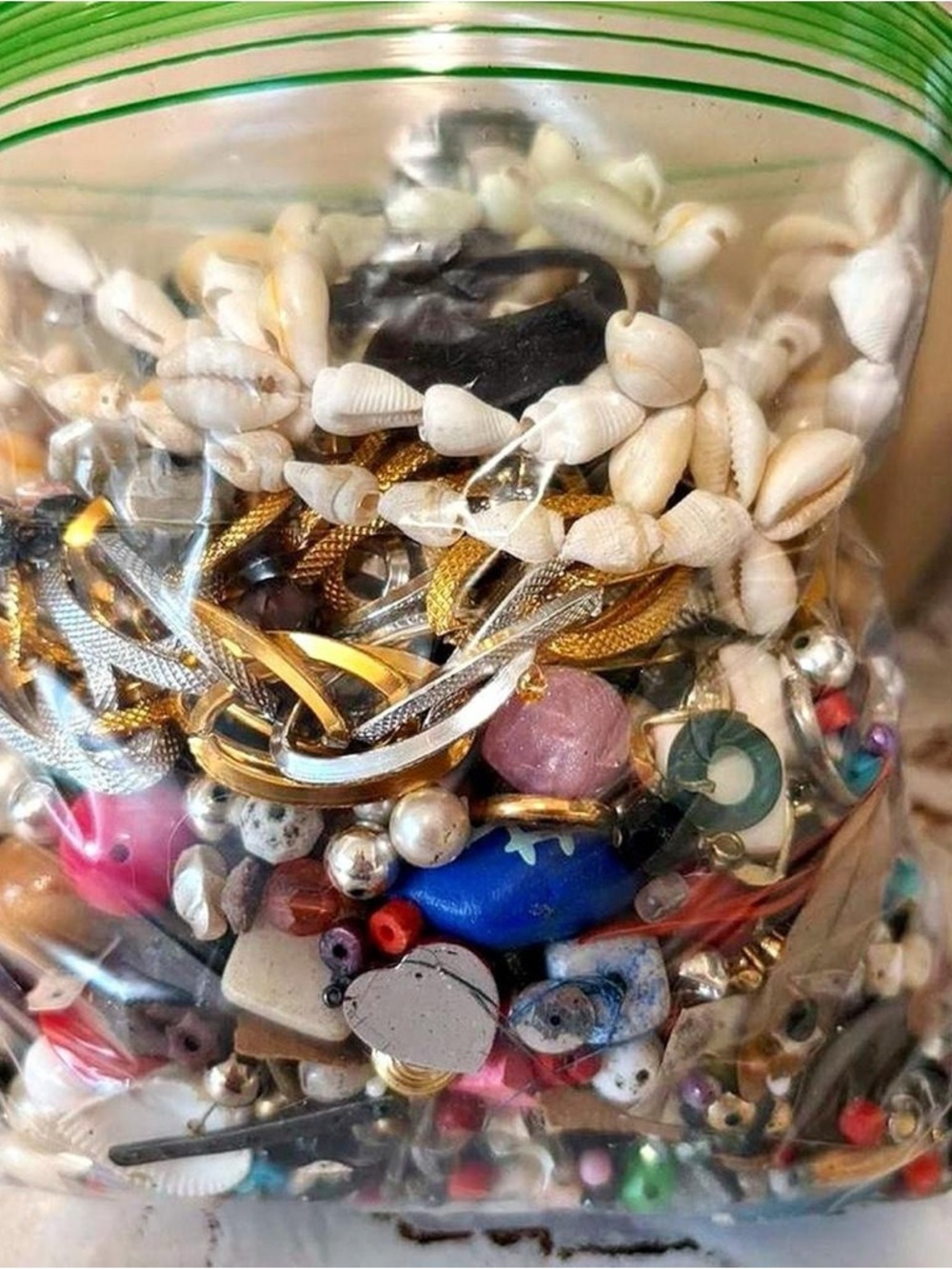 Vintage Scrap beads and 3 usable necklaces but mostly scrap trash for crafting